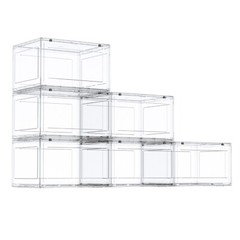 6-Packs Magnetic Drop Side Shoe Box Storage Containers Sneaker Display Cases