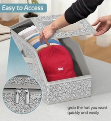 2 PCS Stackable Hat Storage for Baseball Caps, Holds up to 24 Caps Hat Organizer
