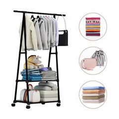 Clothes Rack Small Metal Garment Rack with Shelves for bedroom Rolling clothing