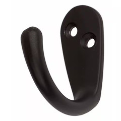 1-3/4 In. X 1-1/2 In. Matte Black Small Robe/Coat Hooks (10-Pack)