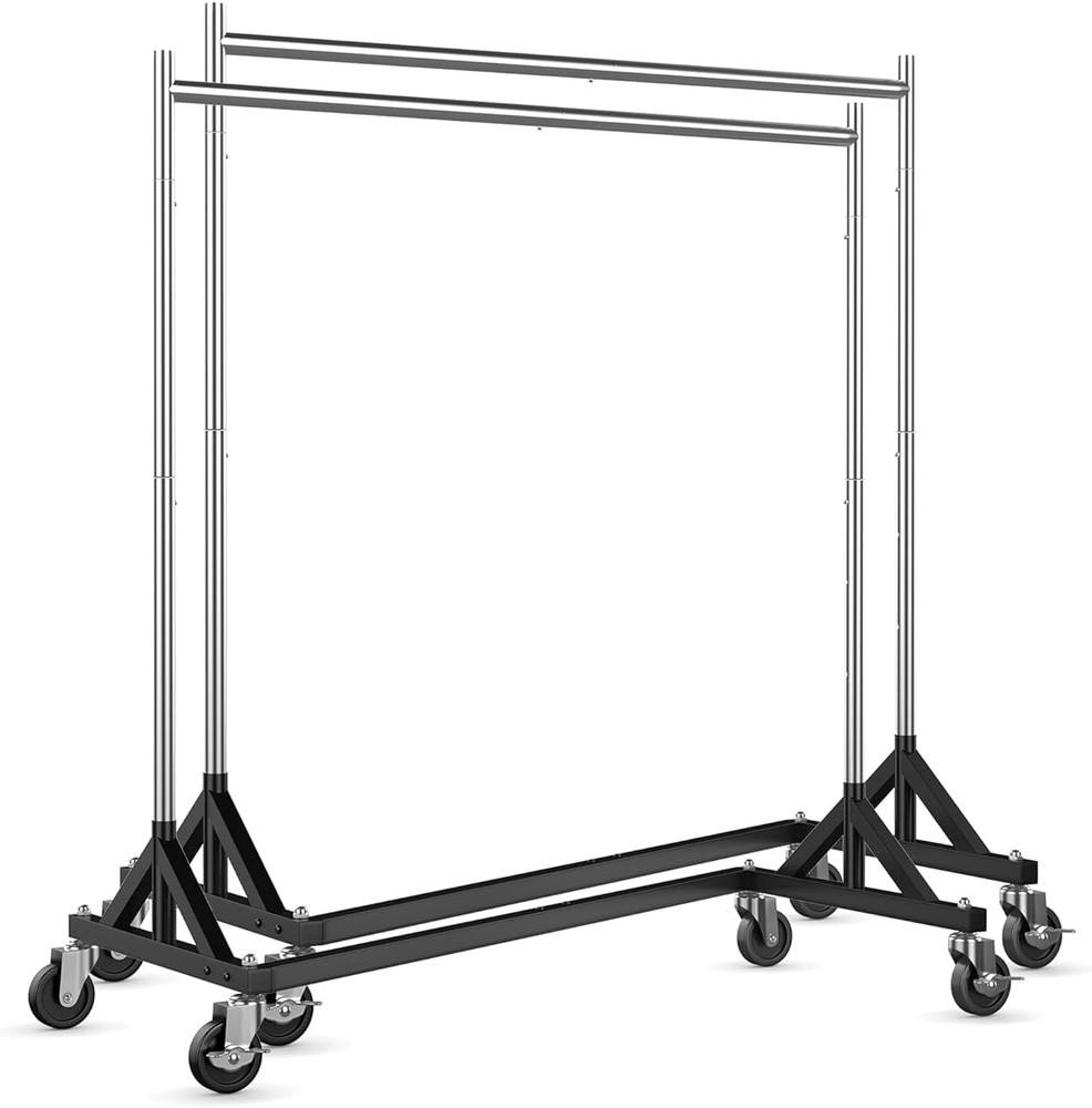 Z Rack, Clothes Rack Hold 550LB 86″ H Adjustable Height Double Rod | Heavy Duty