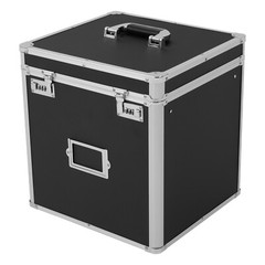 Vinyl Record Storage Case Aluminium Waterproof Holds 50 LPs, 12″ Sleeves Black