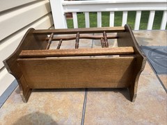 Vintage Solid Oak Wooden Magazine Rack Newspaper Holder Spindle Farmhouse Decor