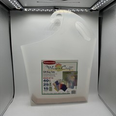 Set of 4 Rubbermaid Wrap n Craft Gift Bag Totes Clear Stackable Hanging 2003 USA