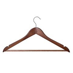 Wood Suit Hangers Horizontal Bar Nonslip Notches Adult 5 Pack Walnut Finish