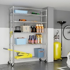 Adjustable Storage Shelves 6 Tier Wire Shelving Unit Garage Rack with Wheel