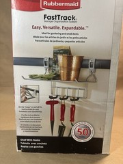 Rubbermaid FastTrack Garage Shelf w/ Hooks 5E15 Holds 50 lbs New Open Box Rare