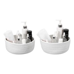 7.9×3.2″/9.1×3.6″ Small Cotton Rope Woven Storage Basket, White