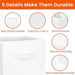 Storage Cubes, 11 Inch Cube Storage Bins for Shelves 10 Pack – 11 inches White