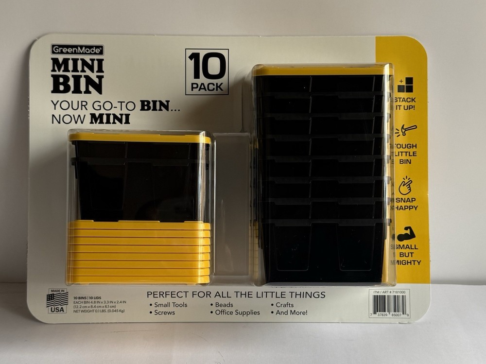 GreenMade Mini Storage Bins 10-pack Stackable Organizer Small Parts Tool Craft