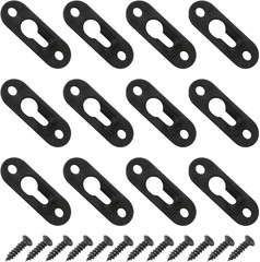 30 Pcs Black Single Keyhole Hangers with 60 Pcs Screws, 44 X 16 Mm Metal