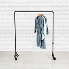 Industrial Pipe Rolling Clothing Rack by William Robert’s Vintage – 36″ Wide