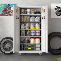 32 In. W X 71 In. H X 16 In. D Garage Storage Freestanding Cabinet with Pegboard