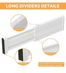 5 Pack Drawer Dividers for Clothes Adjustable From 11-17 Inches, White