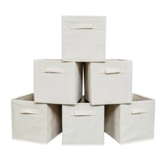 US 6pcs 11 inches High Quality Foldable Non-woven Fabrics Storage Boxes Beige