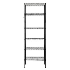 65″ Adjustable Rolling Storage Rack 6-Tier Wire Shelving Unit with Hanging Hooks