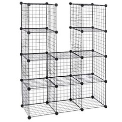 12-Cube Storage Shelf Wire Cube Storage Organizer DIY Closet Cabinet Living Room