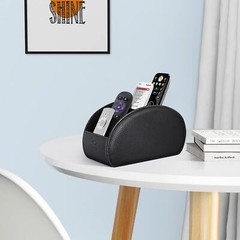 Vegan Leather Remote Control Holder Desktop Organizer 5 Compartments Office Home