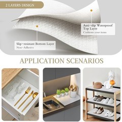 Beautysaid Shelf and Drawer Liner for Kitchen Cabinet, Non 12W x 118L, White