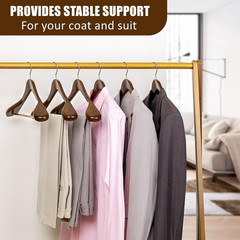 6 Pack Walnut Wide Shoulder Wooden Suit Hangers, Wood Coat Hangers with Non Slip
