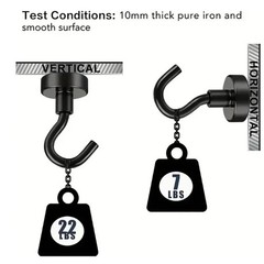 6 Pack Magnetic Hooks Heavy Duty, Neodymium Magnet Hooks, Strong Black M