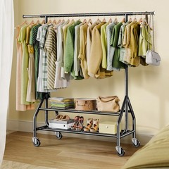 Holiwei Clothes Rack 2 Heavy Duty Garment Rack Load 450 Lbs Standing Rolling
