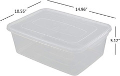 Set of 4 Clear 14 Quart Plastic Storage Bins with Lids and Latching Design