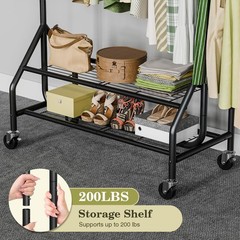 Holiwei Clothes Rack 2 Heavy Duty Garment Rack Load 450 Lbs Standing Rolling
