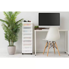 6 Drawer Storage Cart with Organizer Top, White and Pearl (14.25 In. L X 12.05 I