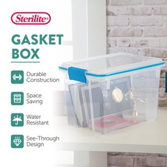 Sterilite 20 Quart Gasket Box, Stackable Storage Bin with Latching Lid, 6 Pack