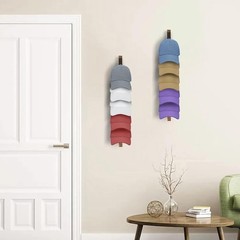 2 Pcs Hat Rack for Baseball Caps, Wall Mounted Wooden Hat Storage Organizer Hang