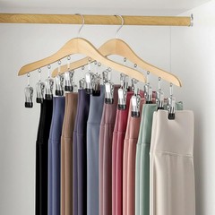 Legging Organizer for Closet, Wooden Yoga Pants Hangers 2 Pack with 10 Clips …