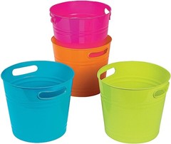 9 1/2″ x 8 1/2″ Bright Colorful Plastic Bucket Assortment 4 Pc Great for Easter
