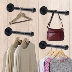 Industrial Pipe Clothing Rack 12 Inch 4 Pack, Wall Mounted Clothes Rack Heavy…