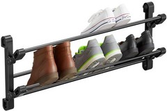 Foldable 26-Inch Wall Mounted Shoe Rack Organizer Holds 6 Pairs Small Hanging