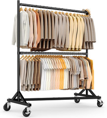 Z Rack, Clothes Rack Hold 550LB 86″ H Adjustable Height Double Rod | Heavy Duty