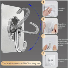1~500 PCS Stainless Steel Adhesive Sticky Hooks Heavy Duty Wall Hook Hangers lot