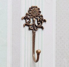 ANTIQUE BRASS HOOK WALL MOUNT COAT JACKET HOOK