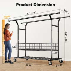 HOKEEPER Heavy Duty Clothes Rack Load 635 LBS, Clothing Rack for Hanging Clothes