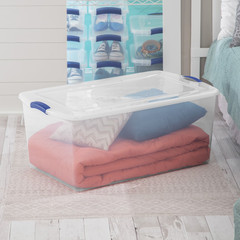 105 Quart Extra-Large Latching Storage Bin, Clear Plastic Storage Container with