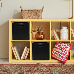 Foldable Black Storage Cubes with Handles – 4 Pack Baskets for Organizing