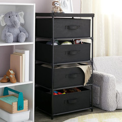 4-Tier Fabric Dresser for Closet – 16.5 X 13 X 33 In, Black – Storage Cabinet wi