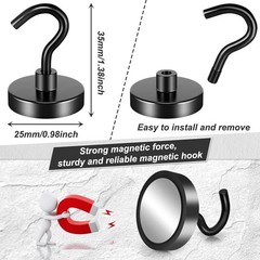 10 Pack 80LBS Heavy Duty Strong Magnetic Hooks- Neodymium Magnet Hook for Han…