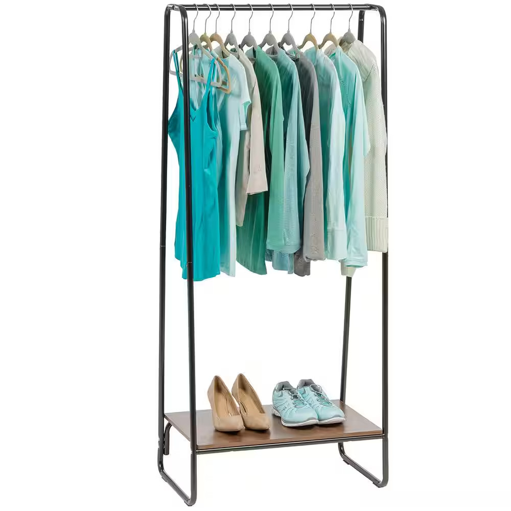 Black Metal Garment Clothes Rack 25 In. W X 59 In. H