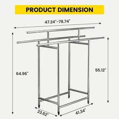 DEGEDUN Heavy Duty Clothes Rack Load 660LBS, Portable& Adjustable Clothes Rac…