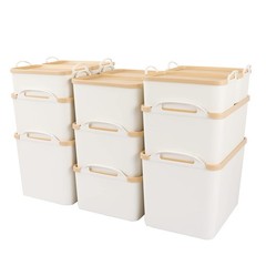 Anminy 12Pcs Plastic Storage Bins Containers Lids Large Storage Organization
