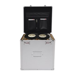Tabletop Record Vinyl Carry Case Storage Box Locking with 50 Vinyl Record Silver