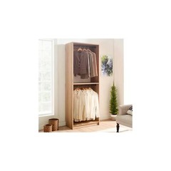 Klair Living Prosper 32″ Oak Wood Walk-in Closet with Two Rods