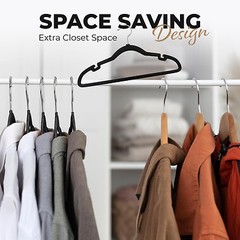 Velvet Clothing Hangers, 200 Pack, BlackGrayIvory, Non-Slip