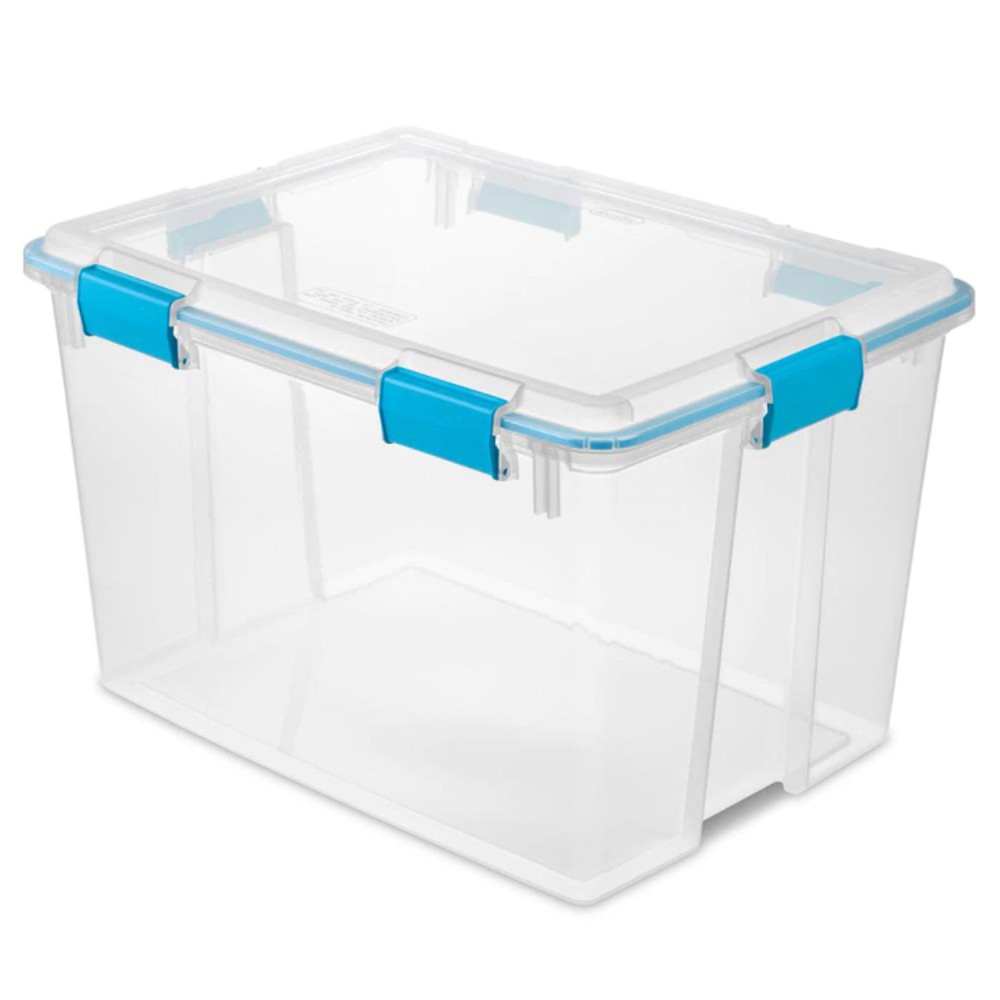 Sterilite 80-Qt Clear Plastic Stackable Storage Bin w/ Gasket Latch Lid, 16 Pack
